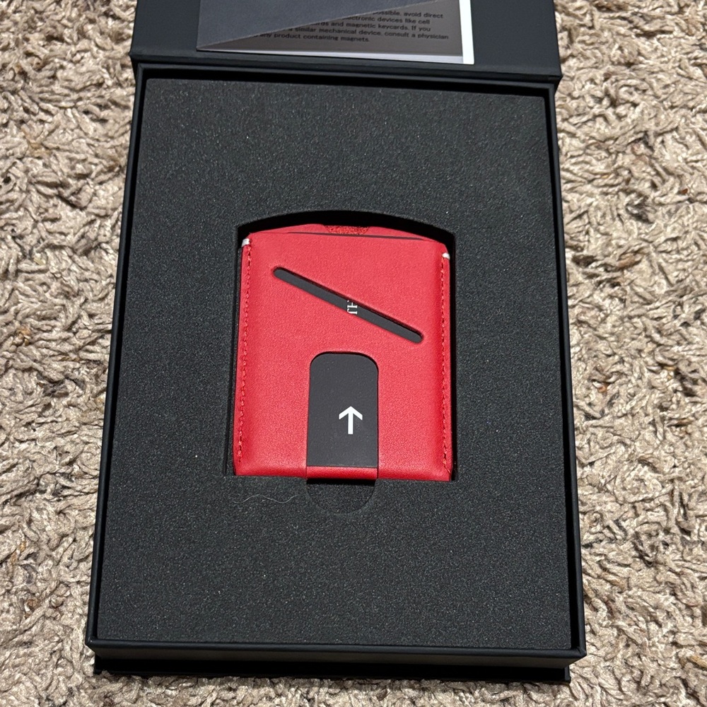 Anton Calder Red Leather Card Holder Wallet With Cash Slot